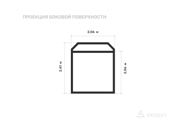 Хозблок стандартный 2 м с односкатной крышей и торцевой дверью вид сбоку