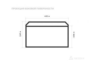 Блок контейнер стандартный 4 м с односкатной крышей и боковой дверью вид сбоку