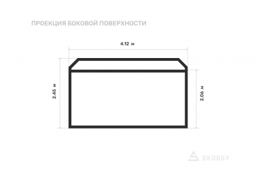 Хозблок стандартный 4 м с двускатной крышей и торцевой дверью вид сбоку