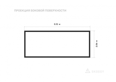 Блок контейнер стандартный 5 м с плоской крышей и боковой дверью вид сбоку