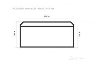 Хозблок стандартный 5 м с односкатной крышей и боковой дверью вид сбоку