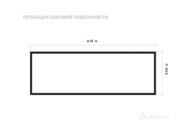Склад стандартный 6 м с плоской крышей и боковой дверью вид сбоку