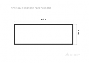 Блок контейнер стандартный 6 м с плоской крышей и торцевой дверью вид сбоку